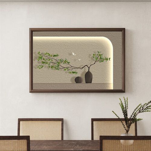 侘寂风配电箱装饰画免打孔新款超薄电表箱遮挡挂画现代奶油新中式