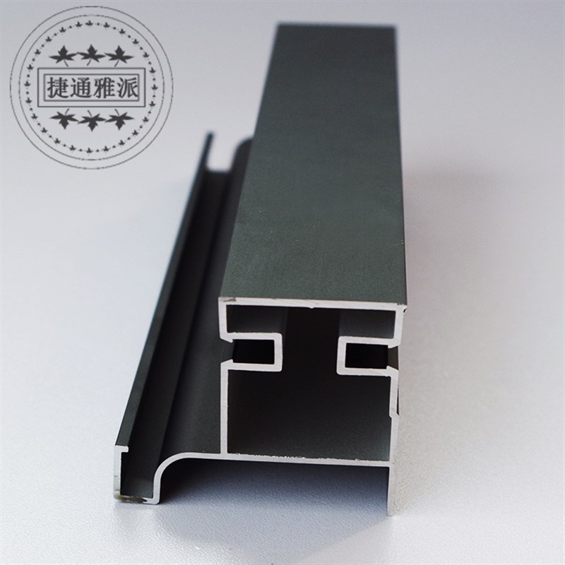 加厚厨柜衣柜柜体免拉手铝合金高柜竖装隐形拉手氧化处理哑黑把手