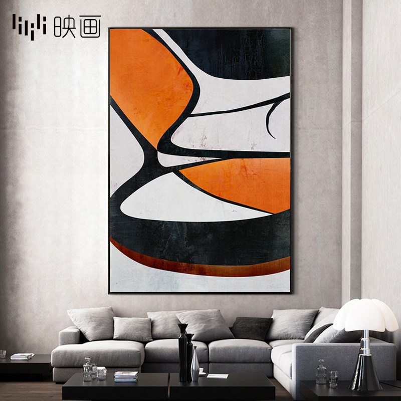 别墅装饰画酒店客厅挂画超大样板间壁画美式巨幅抽象艺术画玄关画