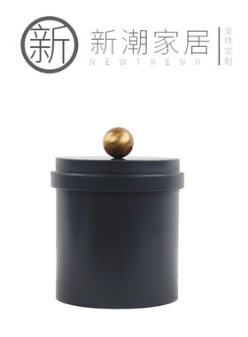 欧式简约黑白圆形大理石储物罐几何收纳装饰罐客厅餐桌床头柜摆件