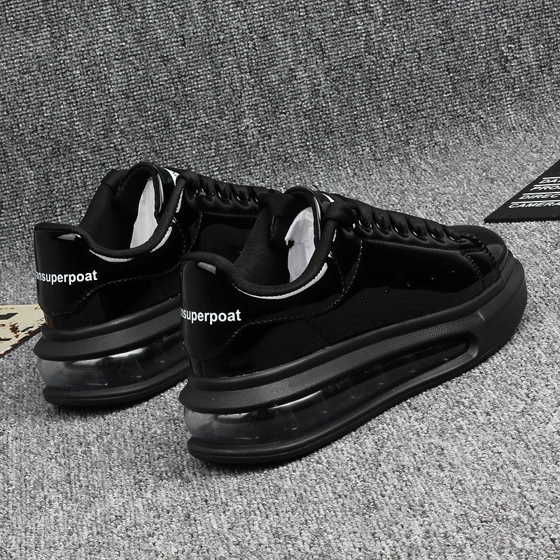 亮面漆皮小白鞋男情侣款厚底松糕鞋气垫底男式滑板鞋运动鞋男