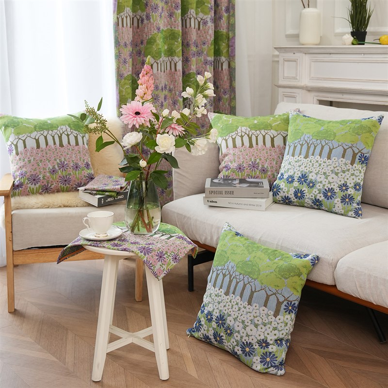 原野赞歌抱枕美式田园风沙发靠垫全棉提花靠背垫可拆洗抱枕套定制