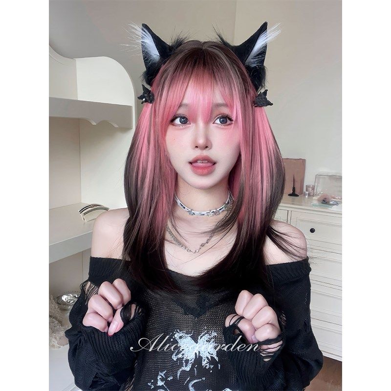 AG假发女长发网红lolita绮丽儿时尚个性渐变中W长发jk全头套