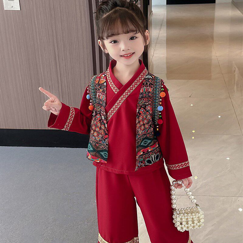儿 童少数民族服装男女 童壮族苗族瑶族彝族舞蹈服幼儿园元旦表演