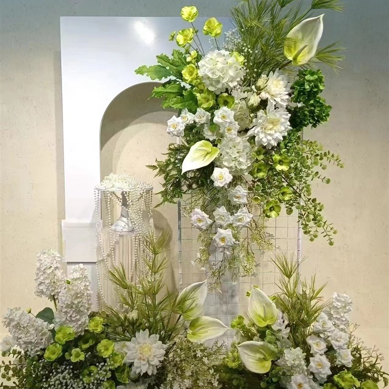 新款婚庆高大上套系n地排花绢花成品装饰排花T台路引婚礼花艺