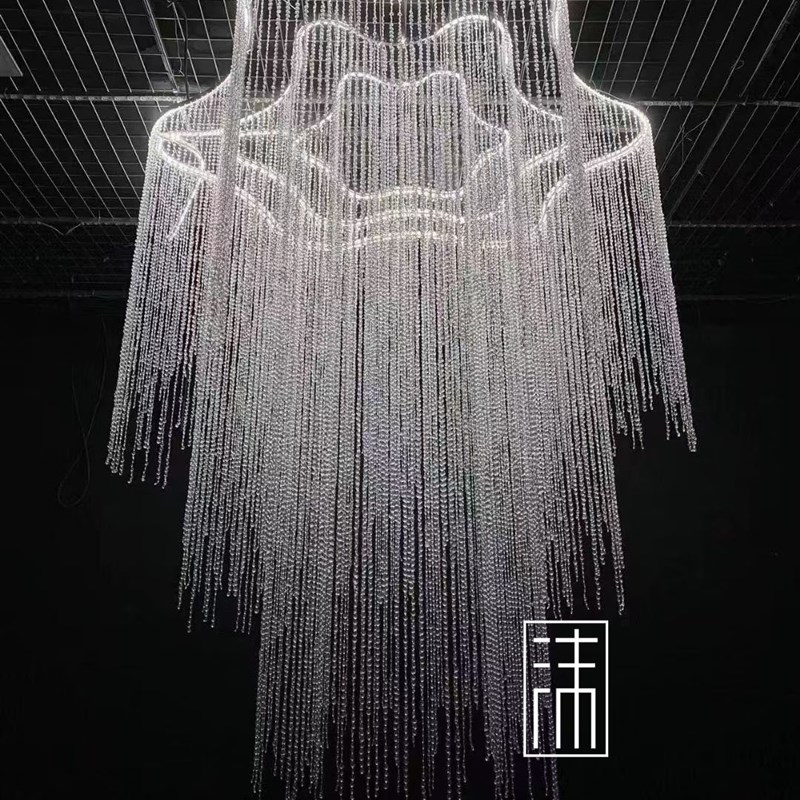 新品压克力水晶珠帘吊灯婚庆酒店宴会厅流星梦悬吊式天花板珠炼舞