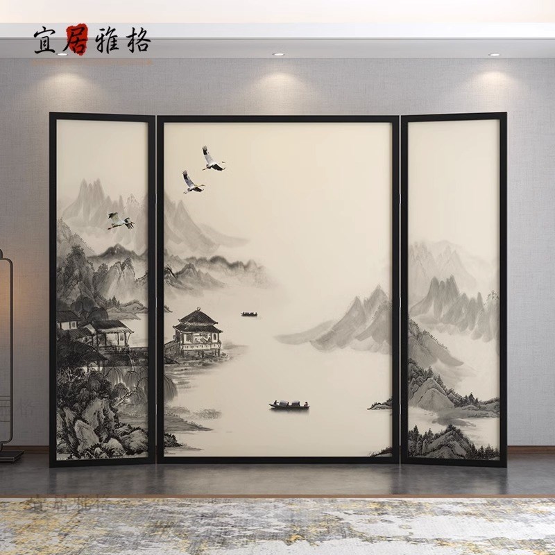 新中式屏风隔断客厅折叠移动玄关办公室酒店卧室遮挡家用定制围屏