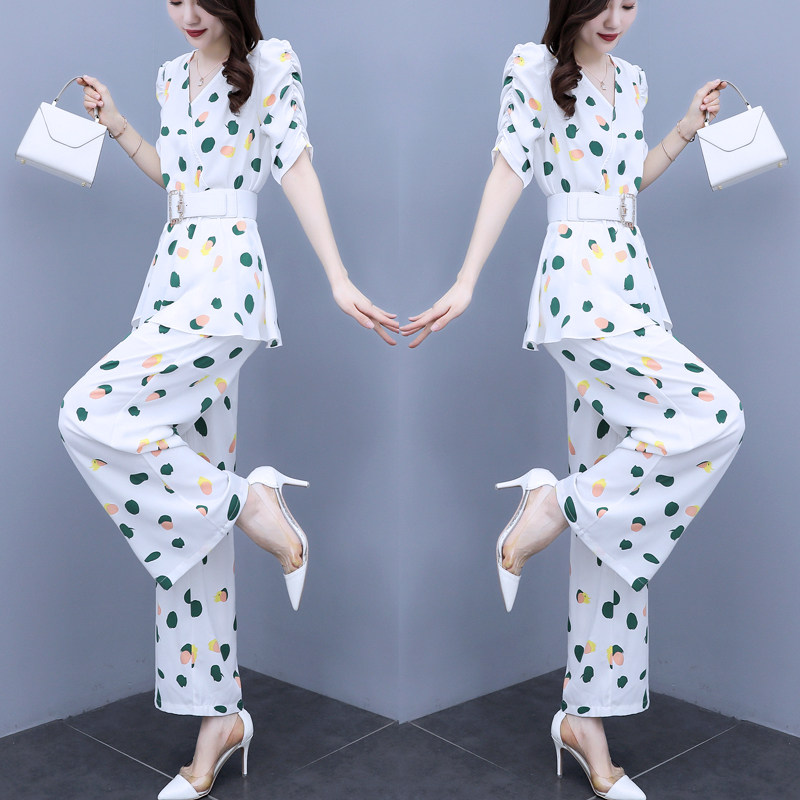 雪纺套装女夏季2021年新款洋气网红时尚减龄显瘦阔腿裤气质两件套,女装/女士精品,时尚套装,淘宝优惠券,粉丝福利购,淘宝优惠卷