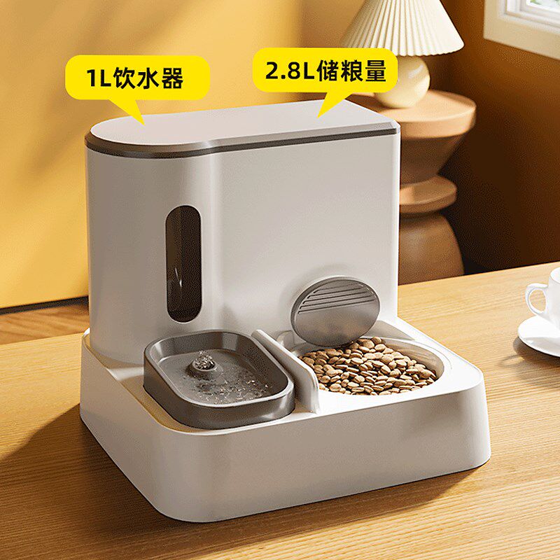 猫咪碗食盆陶瓷不易打翻一体自动喂食器狗狗饮水机流动喝水不插电
