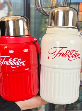 女士保温杯高颜值红色304不锈钢大容量杯子女新款20V24茶水分离杯