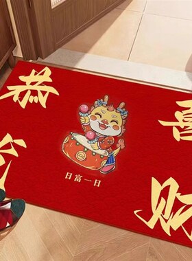 【下单立减50】2025新款蛇年红色喜庆家用地毯入户门 防潮垫TH