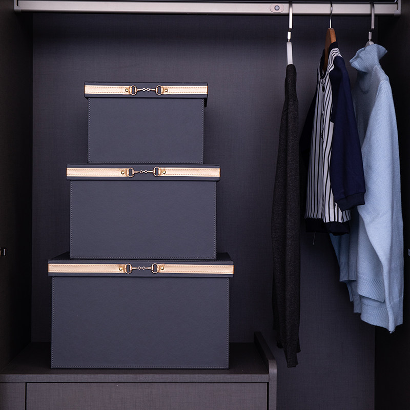 整理箱家用储物箱卧室衣柜衣帽间收纳箱皮革加厚内衣物收纳盒灰色,收纳整理,收纳箱,淘宝优惠券,粉丝福利购,淘宝优惠卷