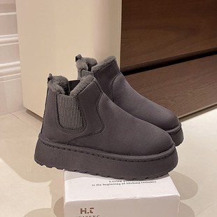 厚底雪地靴女大码41到43冬季加绒加厚保暖加大码42码高帮棉鞋短靴
