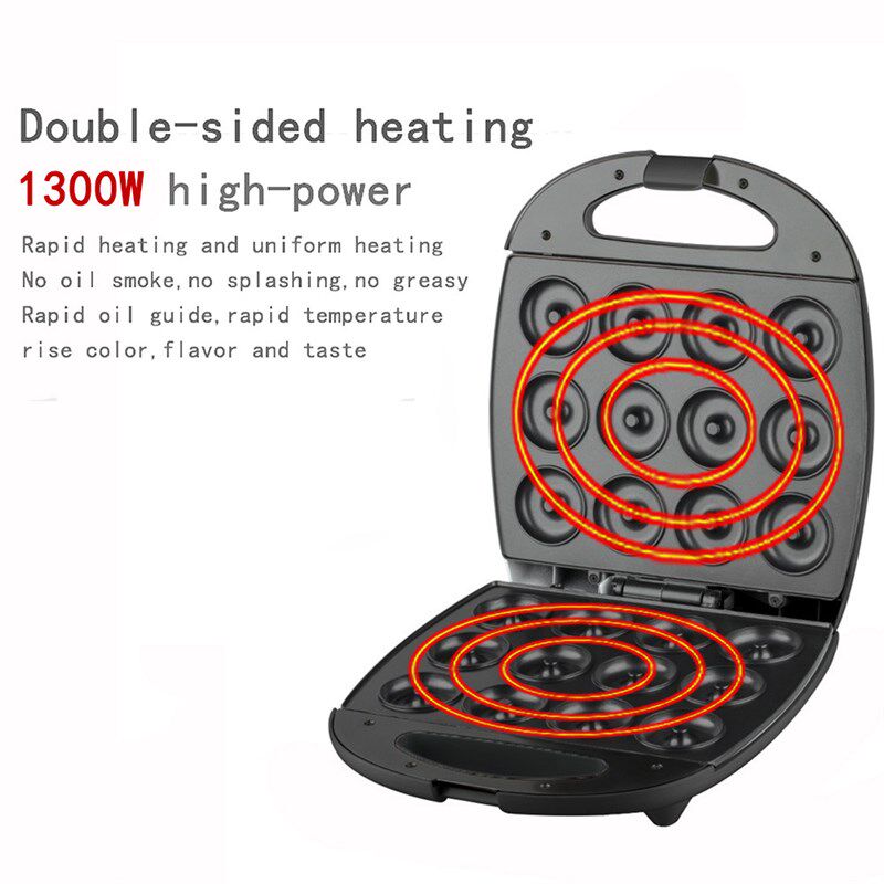 家用甜甜圈机全自动电饼铛欧规迷你小型烘焙儿童蛋糕机双面早餐机