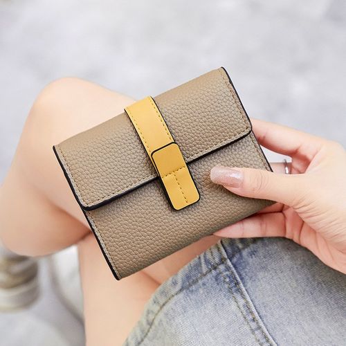 小钱包女2024新款韩版撞色三折女士短款钱夹时尚百搭多卡位零钱包