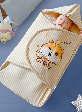 宝宝睡袋秋冬加厚款新生儿包被防踢被纯棉bb被子四季抱毯婴儿用品
