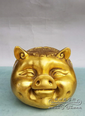 纯铜猪摆件招财猪储钱罐旺财猪家居装饰品摆设创意福字猪头存钱罐