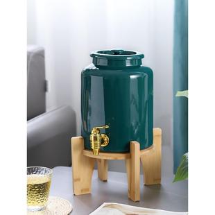 凉水壶带龙头大容量商用家用陶瓷冷水缸柠檬水果茶饮料壶果汁缸