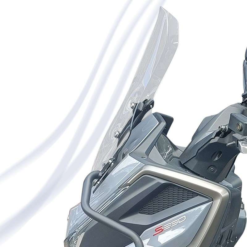 适用于光阳 赛艇 S350前风挡玻璃改装加高透明护胸护手挡风板配件