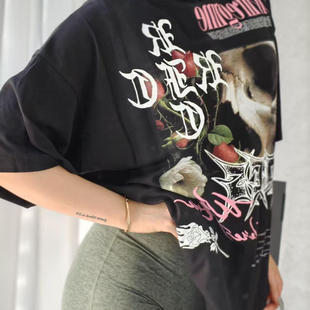 civilregime骷髅与玫瑰系列短袖 200克超柔软水洗轻薄透气高弹力