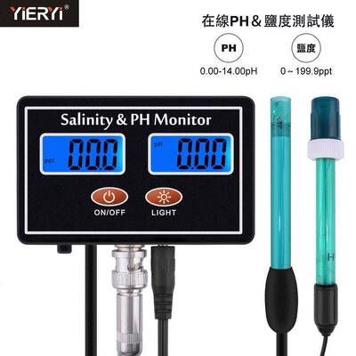 2合1在线pH和盐度监测仪用于水族馆泳池温泉海水园艺水质测试仪