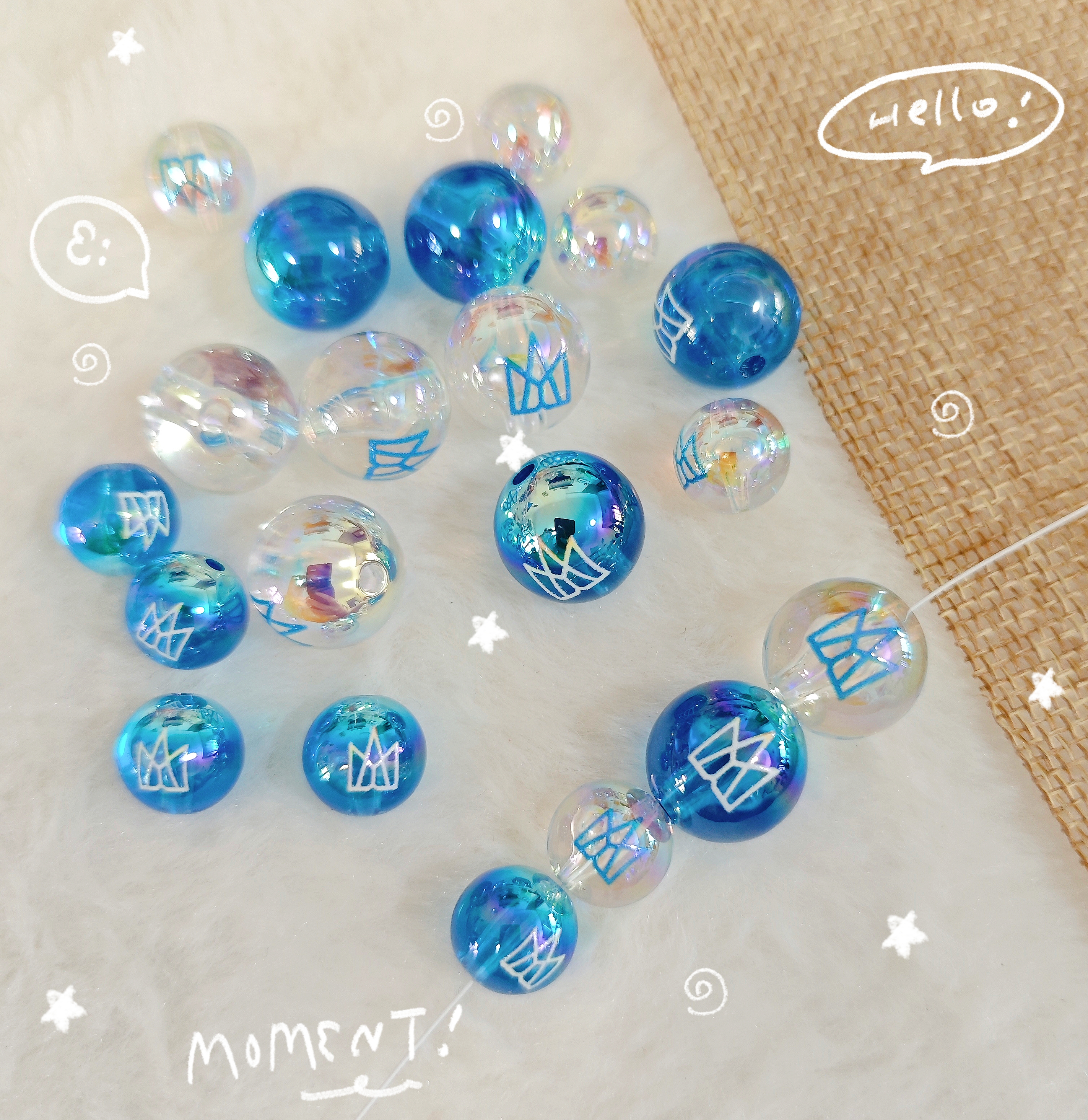 Lunas DIY五月天团标透色圆珠应援物料手机链钥匙扣挂件