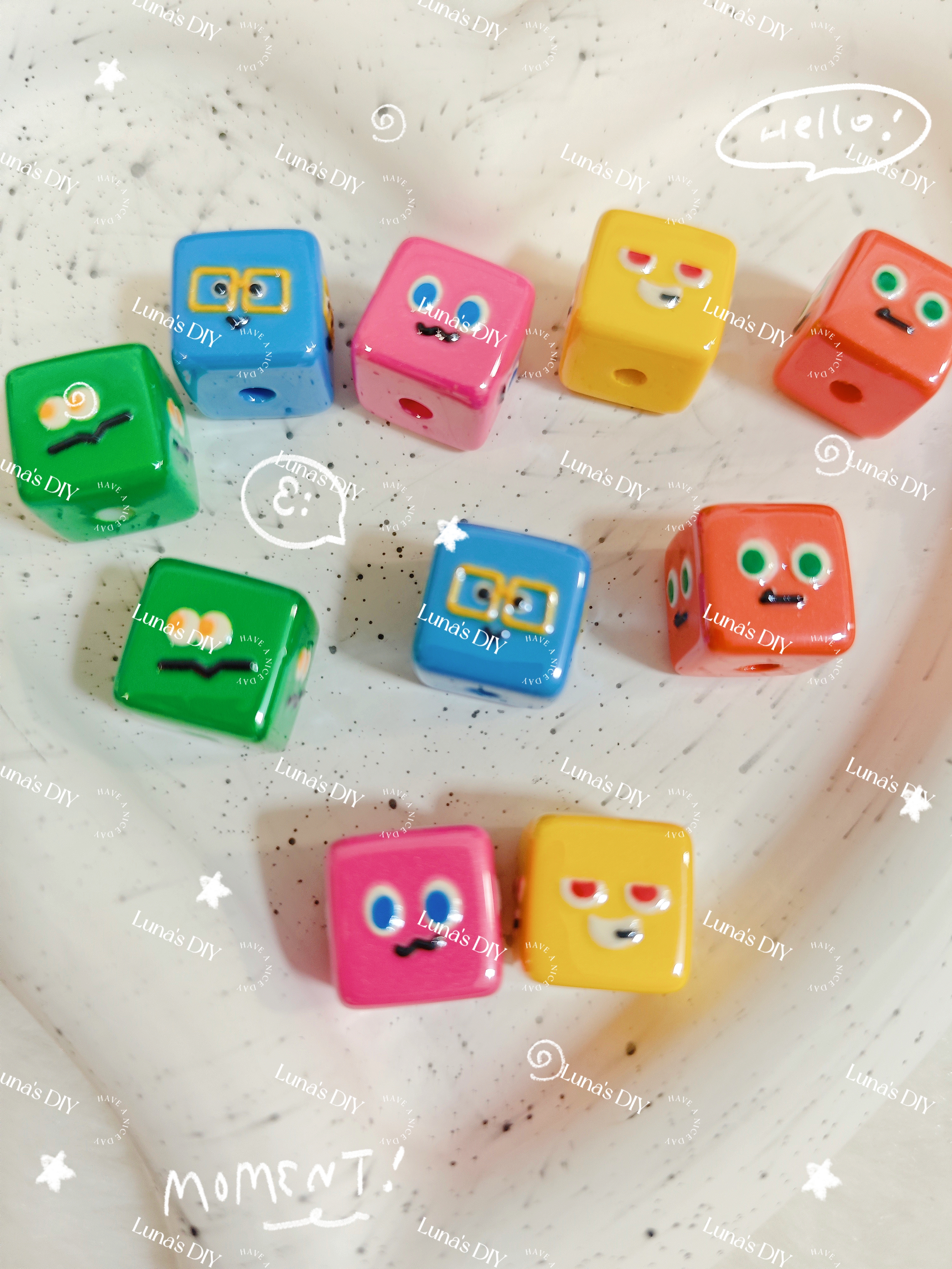 Lunas DIY亚克力方块表情珠（无细闪）五月天应援配件