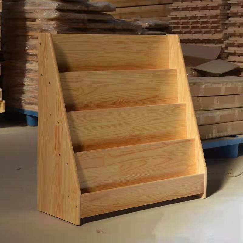 玩具柜阅览架幼儿园木制书架幼教用品松木三角图书架蒙氏教具柜