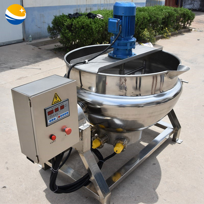 电加热自动搅拌山楂糕熬制锅 双层果酱熬制机 工业草莓酱熬制设备