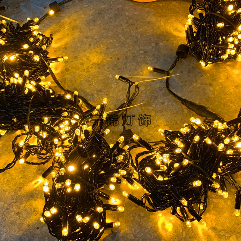 工厂直销LED灯串10米金黄色 泡壳防水串灯IP68绕树灯串户外工程用