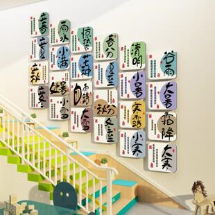 饰画楼梯扶手台阶文化墙面贴 幼儿园环创主题墙成品24二十四节气装