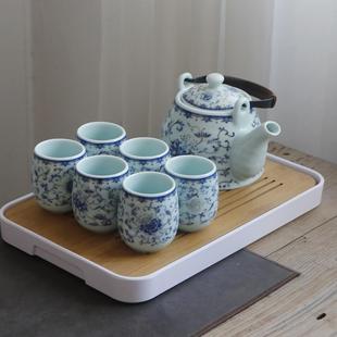 整套家用泡茶壶茶杯茶盘陶瓷提梁壶中式 茶具套装 大号景德镇客厅