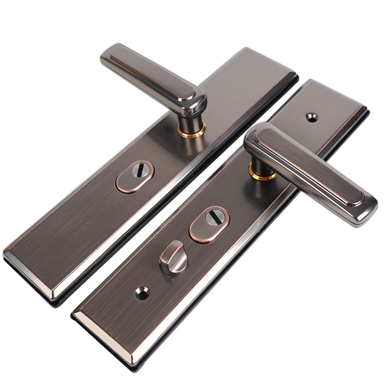 步阳防盗门把手通用型 红古色加厚面板 304不锈钢进户门大门拉手