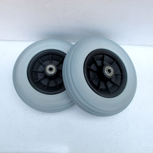 7英寸PU轮加粗尼龙轮毂直径17厘米17cm轮椅前轮有弹性耐磨粗轮
