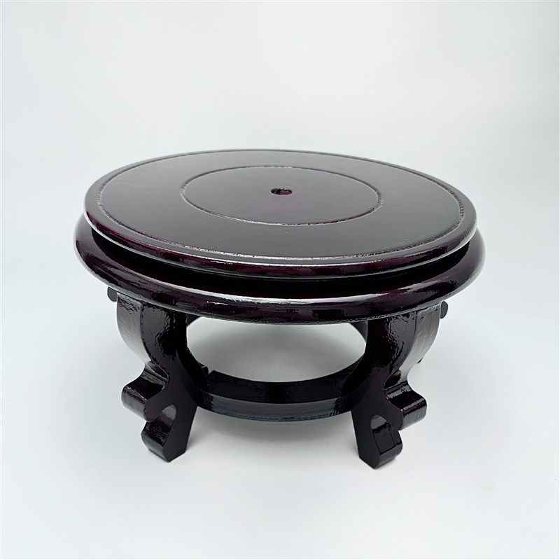 圆形高脚木质底座花瓶酒坛花盆鱼缸花架实木铜器工艺品摆饰底托架