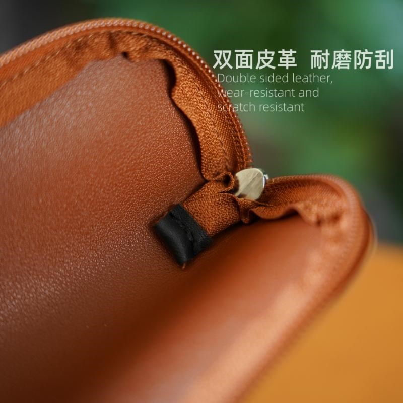 2025笔袋便携小容量迷你简约皮质钢笔收纳笔套文具袋保护套文具盒