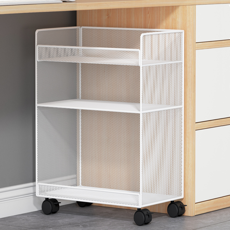 公室置物架落地多层桌面文件收纳柜公桌书架桌下可移动小推车