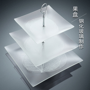 现代客厅三层水果盘多层家用甜品台双层果盘玻璃下午茶糖果蛋糕架