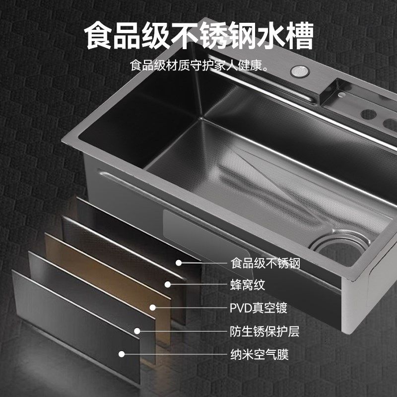加厚厨房纳米不锈钢水槽手工洗菜盆大单槽台下瀑布水池洗碗槽家用,家装主材,水槽套餐,淘宝优惠券,粉丝福利购,淘宝优惠卷