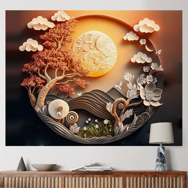 复古中国风背景布墙布挂布卧室客厅直播装饰布挂画背景墙璧画布艺图片
