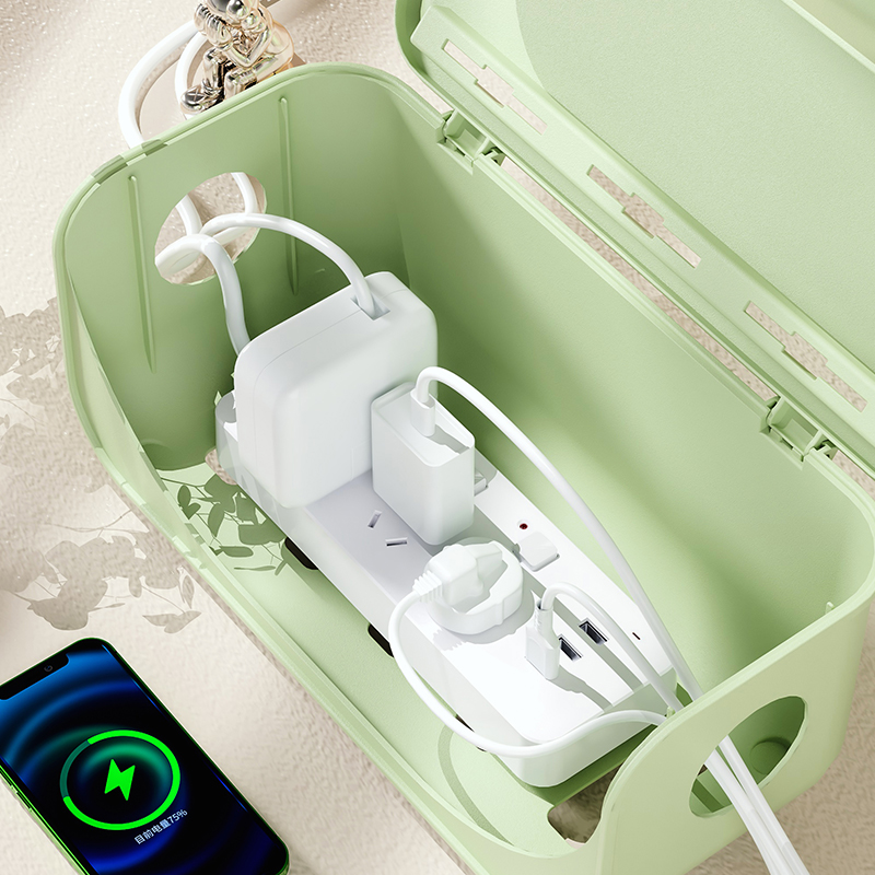 电源插线板收纳盒电线插排桌面遮挡装饰数据线整理插座集线理线盒