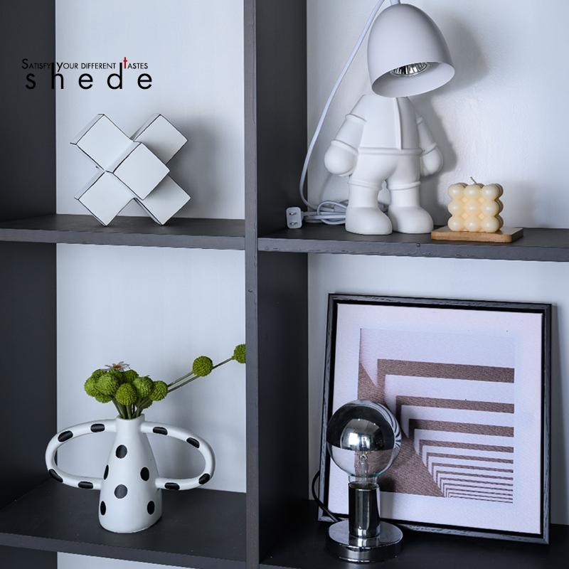 极简奶油风样板房书房书柜书桌客厅边茶几玄关柜软装饰品摆件组合