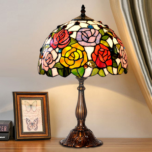 复古典浪漫书房卧室床头台灯 帝凡尼彩玻灯美式 12寸台灯合集