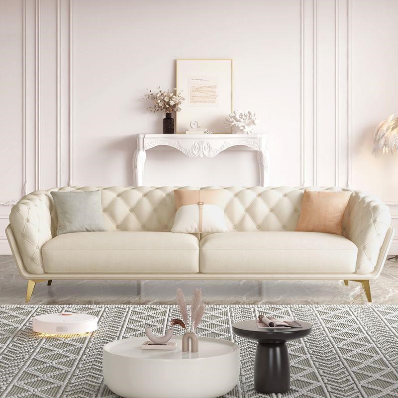 奶油风拉扣沙发轻奢布艺法式复古大小户型客厅美式简约直排肤感绒