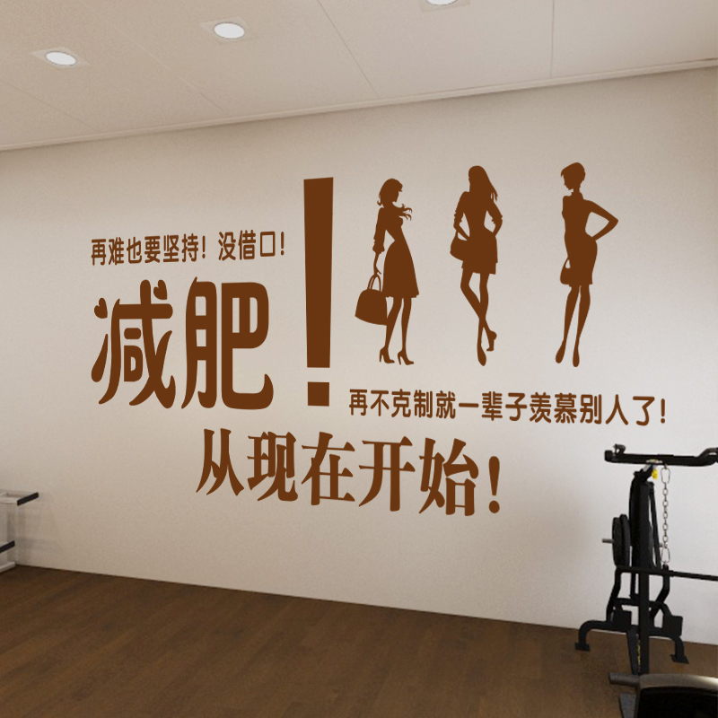 创意减肥美容院养生会所玻璃贴纸健身房墙面装饰贴纸减肥励志墙贴