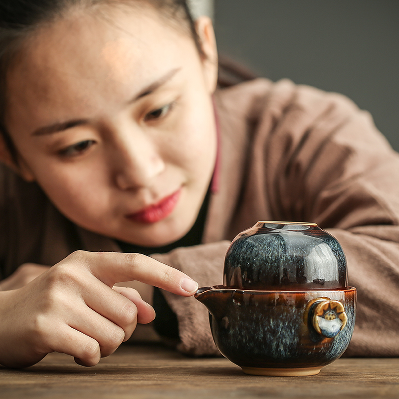 旅行茶具套组带茶盘户外可携式陶瓷小套快客杯功夫泡茶壶茶杯收纳