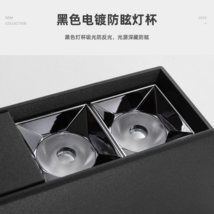 无主灯客厅吸顶式明装射灯led双头卧室房间四头筒灯长条形射灯