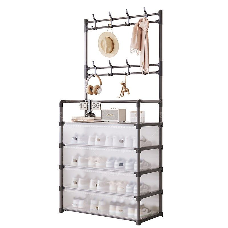 鞋架多功能带门鞋柜家用门口外楼道鞋子收纳架2025新款衣帽一体架,住宅家具,折叠/组合鞋架,淘宝优惠券,粉丝福利购,淘宝优惠卷