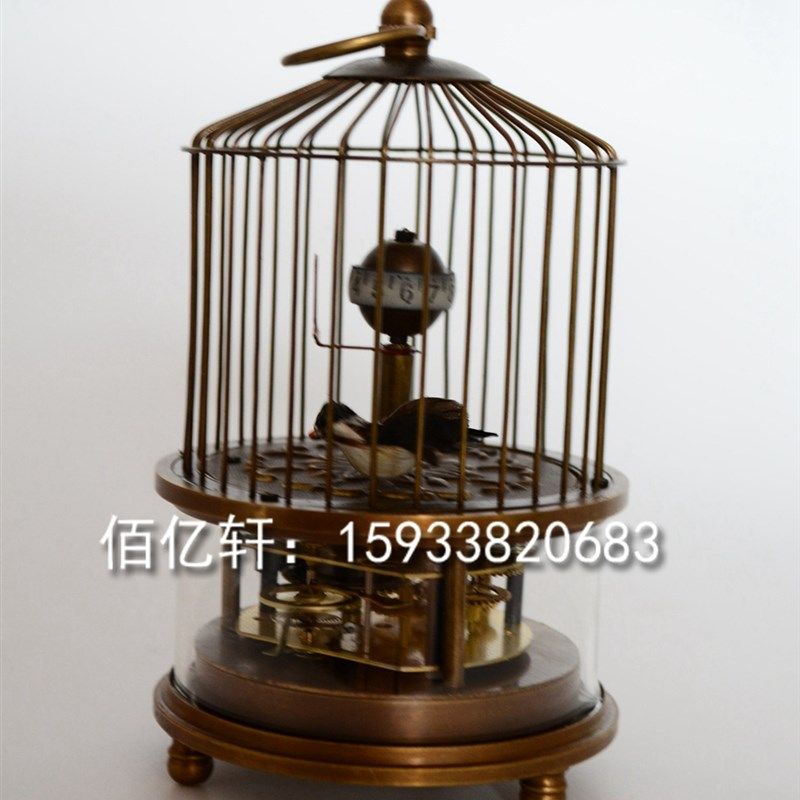 钟表机械纯铜鸟笼把玩小座钟 古典趣味老式发条玻璃鸟笼摆件,家居饰品,座钟,淘宝优惠券,粉丝福利购,淘宝优惠卷