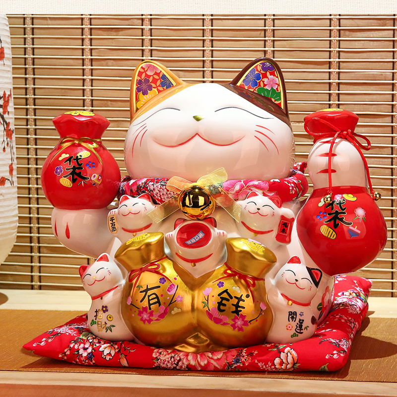 招财猫店铺开业摆件 店铺招财礼品 创意家居特大号陶瓷存钱储蓄罐